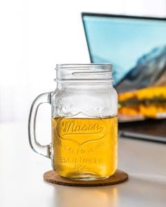 clear mason jar with handle