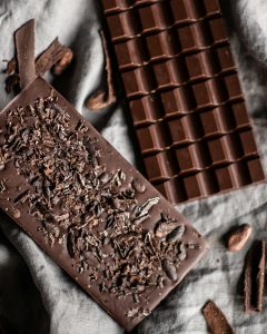 Delicious chocolate bar with nuts